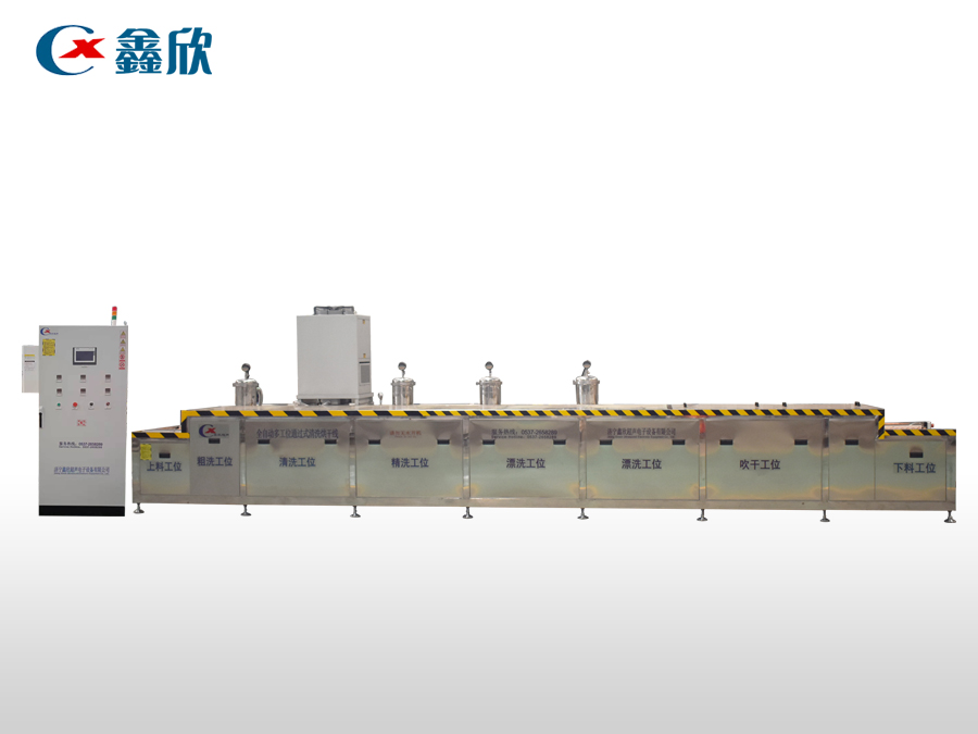 光学玻璃通过式超声波喷淋清洗烘干线